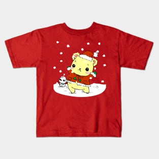 Cute Christmas Santa Bear Kids T-Shirt